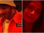 Ali Mercchant and Sara Khan during a task on reality TV show Lock Upp. Ali Mercchant and Sara Khan during a task on reality TV show Lock Upp.