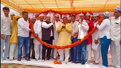 AAP Rajya Sabha MP Sushil Gupta at a programme in Charkhi Dadri on Saturday. (HT Photo)