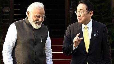 Prime Minister Narendra Modi on Saturday met Japanese Prime Minister Fumio Kishida at Hyderabad House in Delhi ahead of the 14th India-Japan Annual Summit. (ANI) Prime Minister Narendra Modi on Saturday met Japanese Prime Minister Fumio Kishida at Hyderabad House in Delhi ahead of the 14th India-Japan Annual Summit. (ANI)