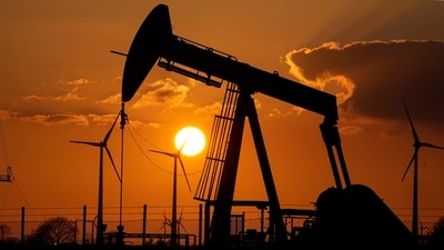 A pumpjack of Wintershall DEA extracts crude oil at an old oil field in Emlichheim, Germany, Friday, March 18, 2022. AP/PTI(AP03_19_2022_000010B) (AP) A pumpjack of Wintershall DEA extracts crude oil at an old oil field in Emlichheim, Germany, Friday, March 18, 2022. AP/PTI(AP03_19_2022_000010B) (AP)
