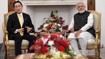 Prime Minister Narendra Modi and Japanese prime minister Fumio Kishida during the 14th Indo-Japan annual summit (Twitter/MEA)
