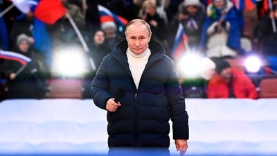 Putin was wearing an Italian brand jacket on Friday. (AP) Putin was wearing an Italian brand jacket on Friday. (AP)