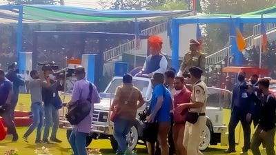 Union home minister Amit Shah attends CRPF's 83rd Raising Day parade at Maulana Azad Stadium in Jammu. (HT Photo) Union home minister Amit Shah attends CRPF's 83rd Raising Day parade at Maulana Azad Stadium in Jammu. (HT Photo)