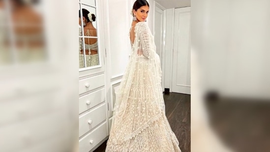 Tara Sutaria accessorised her look with big silver jhumkas and a small matching bindi to complete her look.(Instagram/@tarasutaria)