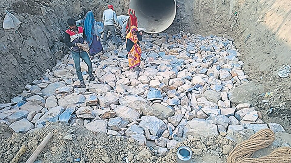 Work underway near Bhalswa lake. (Sourced) (HT_PRINT)