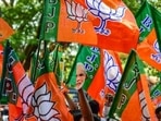 Party supporters hold BJP flags- after election victory. &nbsp;(PTI File Photo)