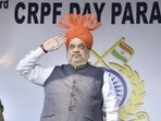 Union home minister Amit Shah addressed CRPF’s 83rd raising day parade at the MA Stadium in Jammu on Saturday. (PTI) Union home minister Amit Shah addressed CRPF’s 83rd raising day parade at the MA Stadium in Jammu on Saturday. (PTI)