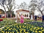 President Ram Nath Kovind and First Lady Savita Kovind at the Charti Lal Goel Heritage Park near Jama Masjid in New Delhi on Sunday. (Sanjeev Verma/HT PHOTO) President Ram Nath Kovind and First Lady Savita Kovind at the Charti Lal Goel Heritage Park near Jama Masjid in New Delhi on Sunday. (Sanjeev Verma/HT PHOTO)