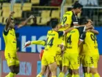 Hyderabad players celebrating the goal during the final.(ISL) Hyderabad players celebrating the goal during the final.(ISL)