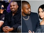 Left- Kanye West with his girlfriend Chaney Jones. Right- Kanye West with his ex-wife Kim Kardashian.