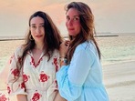 Karisma Kapoor and Kareena Kapoor in a picture from their vacation in the Maldives. Karisma Kapoor and Kareena Kapoor in a picture from their vacation in the Maldives.