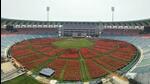 Preparations underway at the Atal Bihari Vajpayee Stadium in Lucknow where the swearing-in ceremony of the Yogi Adityanath government 2.0 will be held on March 25. (HT PHOTO) Preparations underway at the Atal Bihari Vajpayee Stadium in Lucknow where the swearing-in ceremony of the Yogi Adityanath government 2.0 will be held on March 25. (HT PHOTO)