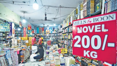 Most of these bookshops in Daryaganj used to be garment and shoe shops until a few years back. Today, there is a huge demand for space for bookshops in the market, and some of those looking to open bookshops are those who used to sell books in the Sunday Book Bazar. (Amal KS/HT Photo)