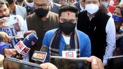 Trinamool Congress (TMC) national general secretary Abhishek Banerjee on Sunday left for the national capital to face the Enforcement Directorate. (ANI PHOTO.) Trinamool Congress (TMC) national general secretary Abhishek Banerjee on Sunday left for the national capital to face the Enforcement Directorate. (ANI PHOTO.)