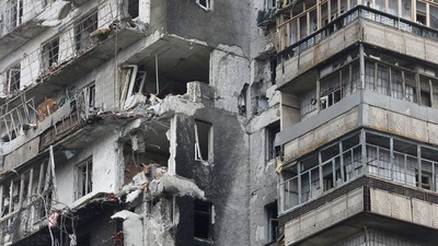 A view shows a residential building that was damaged during theUkraine-Russia conflict in Mariupol. &nbsp; (REUTERS)