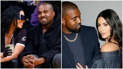 Left- Kanye West with his girlfriend Chaney Jones. Right- Kanye West with his ex-wife Kim Kardashian. Left- Kanye West with his girlfriend Chaney Jones. Right- Kanye West with his ex-wife Kim Kardashian.