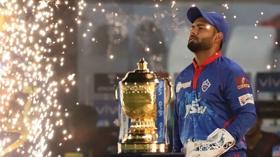 Rishabh Pant walking out during the playoff match against KKR in IPL 2021. (IPL) Rishabh Pant walking out during the playoff match against KKR in IPL 2021. (IPL)