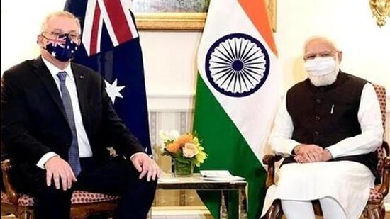 This will be the second virtual summit between the two countries, which are also members of the Quadrilateral Security Dialogue or Quad, and Prime Minister Narendra Modi and his Australian counterpart Scott Morrison are expected to unveil a slew of initiatives to enhance cooperation. (ANI PHOTO.)