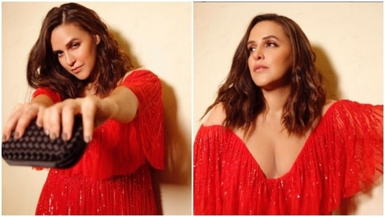 Neha Dhupia’s sense of sartorial fashion always manages to make us stop and stare. The actor keeps dropping major cues of fashion with every attire she decks up in. A day back, Neha Dhupia painted Instagram in shades of bright red in a shimmery gown as she posed for a slew of pictures. Needless to say, we are bookmarking the attire for our next party.(Instagram/@nehadhupia)