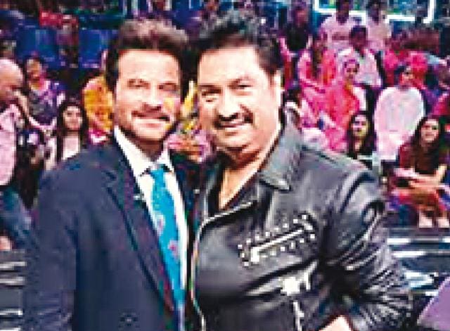 Kumar Sanu with Anil Kapoor during a reality show shoot Kumar Sanu with Anil Kapoor during a reality show shoot