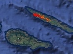 Satellite map shows seismic activity at Sao Jorge island after around 1,100 small earthquakes have rattled one of Portugal's mid-Atlantic volcanic islands in less than 48 hours in Azores islands, Portugal.&nbsp;(via REUTERS)