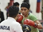 Nikhat Zareen trains at the Indira Gandhi Indoor Stadium in New Delhi(HT PHOTO/File) Nikhat Zareen trains at the Indira Gandhi Indoor Stadium in New Delhi(HT PHOTO/File)