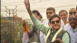 Paschim Bardhaman: Bollywood actor and TMC leader Shatrughan Sinha takes part in a procession before filing his nomination papers from Asansol constituency for the Lok Sabha by-polls, in Paschim Bardhaman district, on Monday (PTI)
