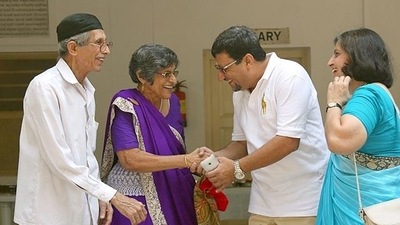 Members of the Parsi community greet each other on the occasion of the Navroz festival at Hyderabad: (File Photo/HT)