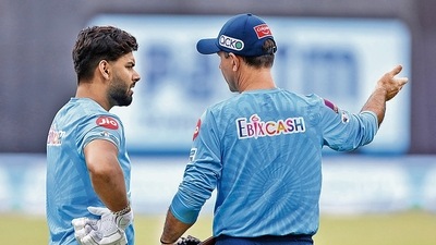 Rishabh Pant and Ricky Ponting of Delhi Capitals at an IPL match held at the Wankhede Stadium in Mumbai on April 10 (IPL) Rishabh Pant and Ricky Ponting of Delhi Capitals at an IPL match held at the Wankhede Stadium in Mumbai on April 10 (IPL)
