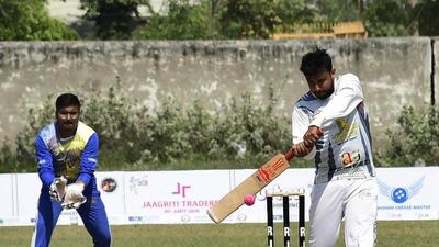 Players in action during the match of RJPL cricket tournament at SCD College in Ludhiana on March 21, 2022. (Harsimar Pal Singh/HT) Players in action during the match of RJPL cricket tournament at SCD College in Ludhiana on March 21, 2022. (Harsimar Pal Singh/HT)
