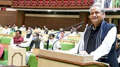 Chief minister Ashok Gehlot addressed the Rajasthan assembly before the House passed the state budget by voice vote on Monday (HT file) Chief minister Ashok Gehlot addressed the Rajasthan assembly before the House passed the state budget by voice vote on Monday (HT file)
