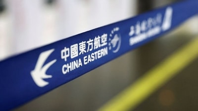 The logo of China Eastern Airlines at Beijing Capital International Airport in Beijing, China March 21, 2022. REUTERS/Tingshu Wangvv (REUTERS)