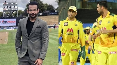 Irfan Pathan; MS Dhoni with Deepak Chahar (Instagram (Irfan Pathan)/IPL) Irfan Pathan; MS Dhoni with Deepak Chahar (Instagram (Irfan Pathan)/IPL)