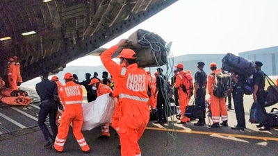 Indian Coast Guard ships shepherded the fishermen out at sea and issued weather warnings on Sunday afternoon ahead of the upcoming Cyclone Asani. (PTI) Indian Coast Guard ships shepherded the fishermen out at sea and issued weather warnings on Sunday afternoon ahead of the upcoming Cyclone Asani. (PTI)