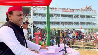 Samajwadi Party national president Akhilesh Yadav at a public meeting during the recently concluded Uttar Pradesh assembly polls. (FILE PHOTO) Samajwadi Party national president Akhilesh Yadav at a public meeting during the recently concluded Uttar Pradesh assembly polls. (FILE PHOTO)