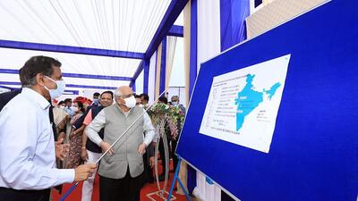 Gujarat chief minister Bhupendra Patel inspected the development of the National High-Speed Rail-C3 project bullet train site, at Surat in December 2021 (ANI)