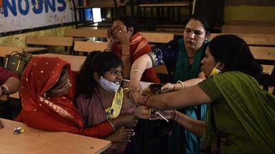 A teenager in the 12-15 age group is being administered the first dose of Covid-19 vaccine ‘Corbevax’, in Gurugram on Monday. (Vipin Kumar /HT PHOTO) A teenager in the 12-15 age group is being administered the first dose of Covid-19 vaccine ‘Corbevax’, in Gurugram on Monday. (Vipin Kumar /HT PHOTO)