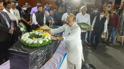 Karnataka chief minister Basavaraj Bommai received the body of the student who was killed in Ukraine, around 3 am in Bengaluru on Monday. (HT photo) Karnataka chief minister Basavaraj Bommai received the body of the student who was killed in Ukraine, around 3 am in Bengaluru on Monday. (HT photo)