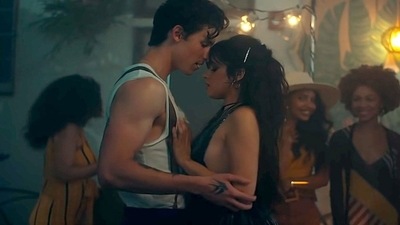 Shawn Mendes and Camila Cabello in a still from Senorita.&nbsp;