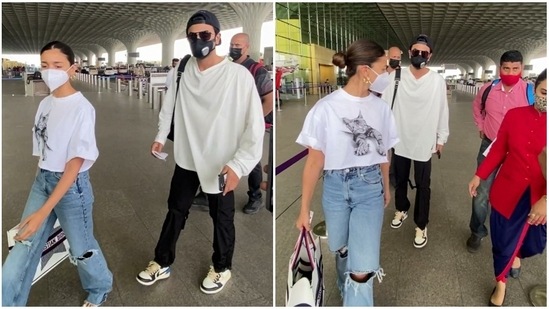 Alia Bhatt and Ranbir Kapoor slay airport fashion in minimal outfits, fans  love his clean-shaven 'chocolate boy' look