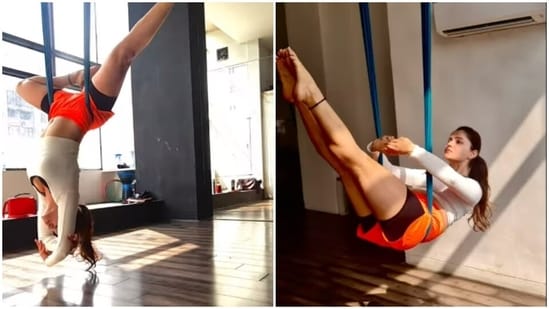 Rubina Dilaik does aerial yoga in workout video, says 'pain of regret is greater than pain of discipline': Watch