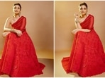 Parineeti Chopra, who is seen judging the show Hunarbaaz Desh Ki Shaan, stunned the fashion police with her latest look in a garnet red one-shoulder gown.(Instagram/@parineetichopra)
