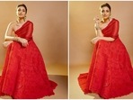 Parineeti Chopra, who is seen judging the show Hunarbaaz Desh Ki Shaan, stunned the fashion police with her latest look in a garnet red one-shoulder gown.(Instagram/@parineetichopra)