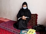 School girl Raihana studies at a home in Kunduz province. School girl Raihana studies at a home in Kunduz province.