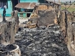 Charred remains of the houses after some miscreants set the houses on fire in Birbhum district.(PTI) Charred remains of the houses after some miscreants set the houses on fire in Birbhum district.(PTI)