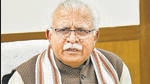 Haryana chief minister Manohar Lal Khattar at a press conference in the state Assambly on Tuesday (PTI) Haryana chief minister Manohar Lal Khattar at a press conference in the state Assambly on Tuesday (PTI)