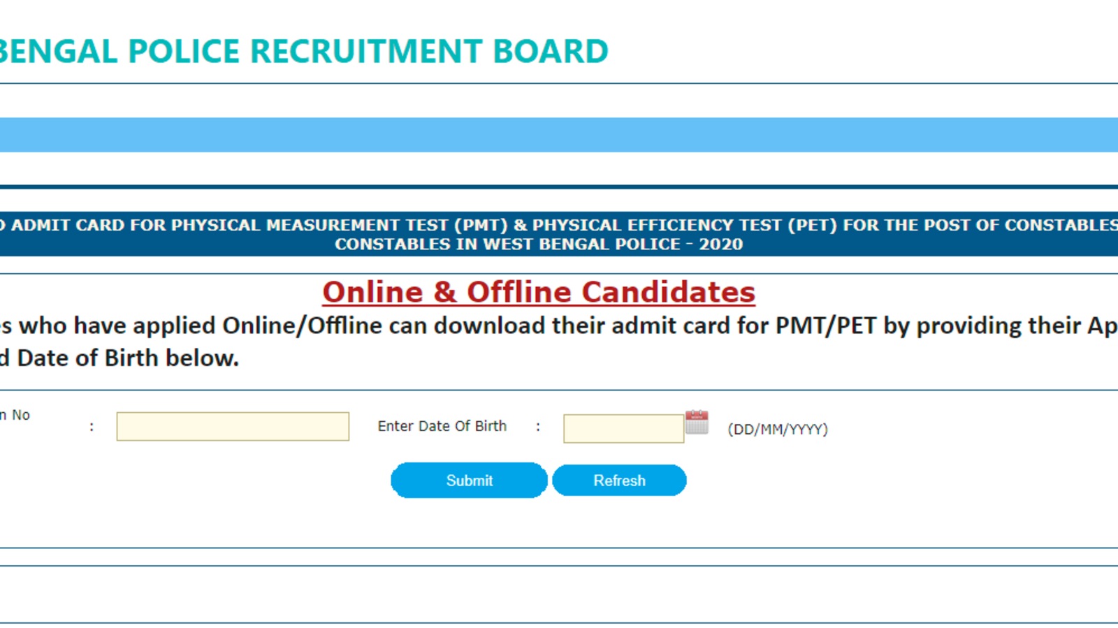 WB Police admit card released for Constable, Lady Constable PET, PMT exams