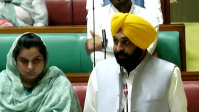 Punjab CM Bhagwant Mann in state assembly (ANI)