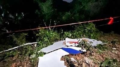 The plane crashed on a wooded mountainside and ignited a fire big enough to be seen on NASA satellite images. (AP) The plane crashed on a wooded mountainside and ignited a fire big enough to be seen on NASA satellite images. (AP)