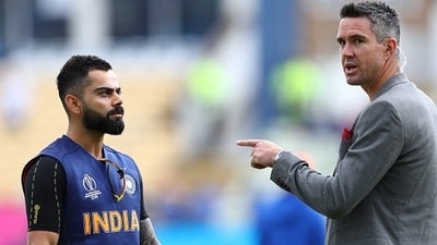 Virat Kohli and Kevin Pietersen during the 2019 World Cup in England.&nbsp; (Getty)
